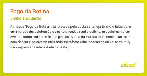 Significado da música FOGO DA BOTINA (Emilio e Eduardo).